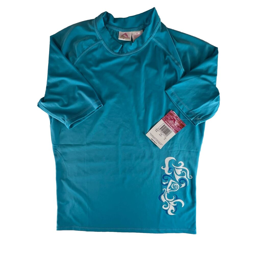 Kanu Surf UPF 50+ Womens Short Sleeve Skin Protection Tshirt Blue NWT Size XL